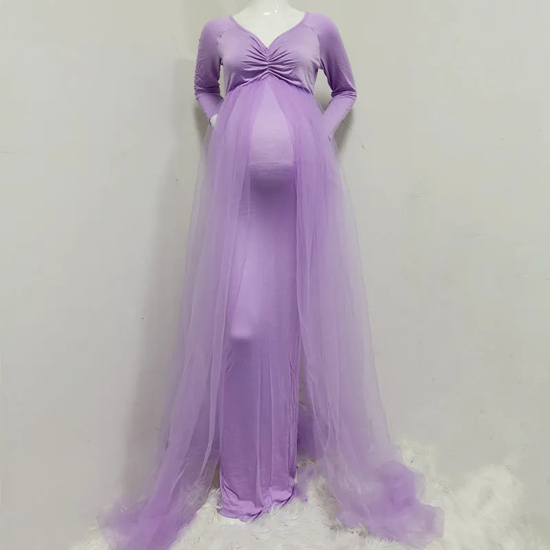 Maternity Tulle Maxi Gown