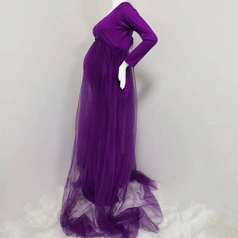 Maternity Tulle Maxi Gown