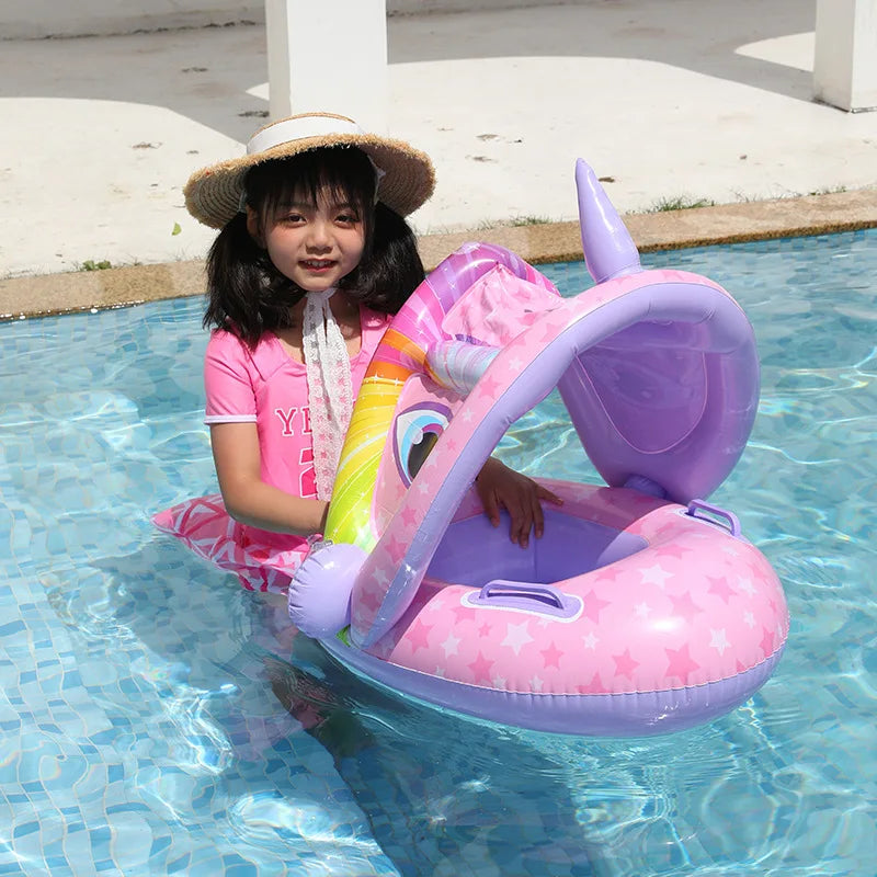 Inflatable Baby Swimming Seat with Sunshade