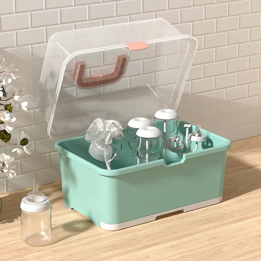 Portable Baby Bottle Storage Box with Drying Rack